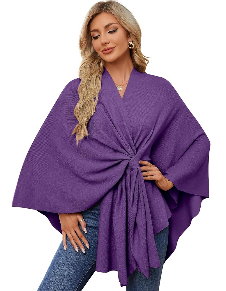 PULI Women's Elegant Shawl Wraps Soft Open Front Poncho Sweater for Spring Fall Winter | Amazon (US)
