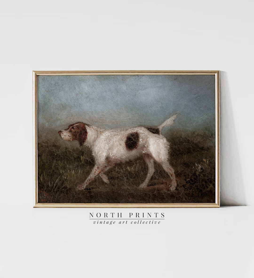 Vintage Hunting Dog Oil Painting PRINTABLE Brown and Blue Tones Cabin Wall Art DIGITAL Downloadab... | Etsy (US)