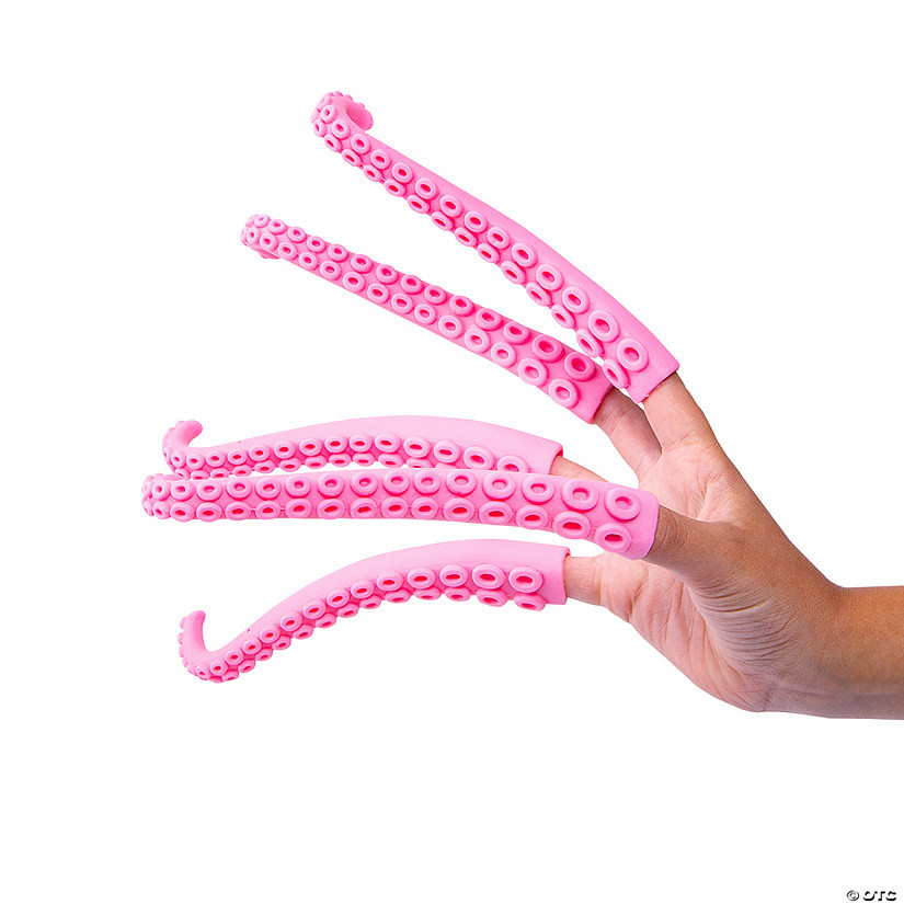 3/4" x 6 1/2" Wiggly Tentacle Pink Rubber Finger Puppets - 12 Pc. | Oriental Trading Company