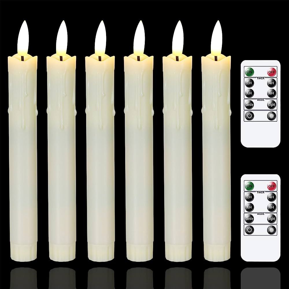 Mavandes Flameless Flickering Taper Candles Two Remote, 7.5 Inch Ivory Battery Operated LED Windo... | Amazon (US)