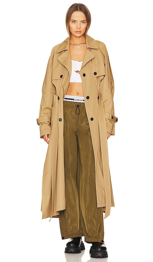 Back Cut Out Trench Coat in Khaki | Revolve Clothing (Global)