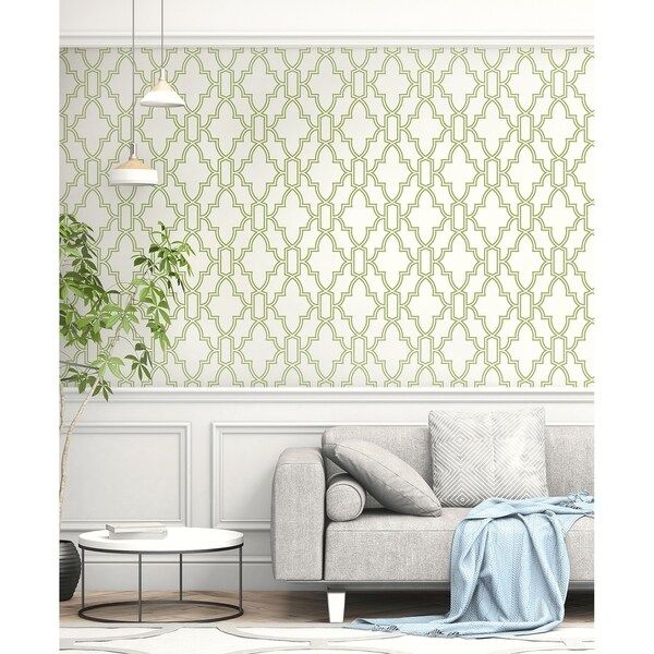 NextWall Green and White Tile Trellis Peel and Stick Wallpaper - 20.5 in. W x 18 ft. L | Bed Bath & Beyond