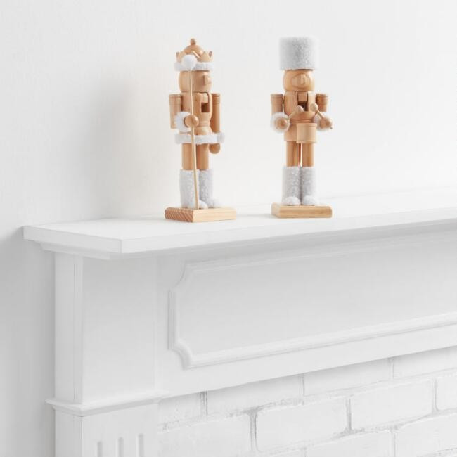Natural Wood With Faux Fur Nutcrackers Set Of 2 | World Market