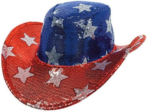 Amscan Patriotic Star Sequin Adult Cowboy Hat, 5" x 13", Multi Color | Amazon (US)