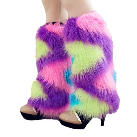Neon Rainbow Furry Fluffy Unicorn Leg Warmers | Walmart (US)