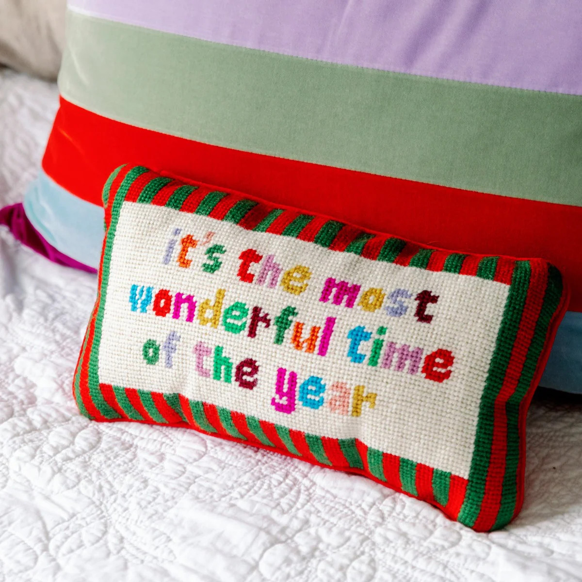 Furbish Studio - Most Wonderful Time of the Year Needlepoint Pillow | Furbish Studio