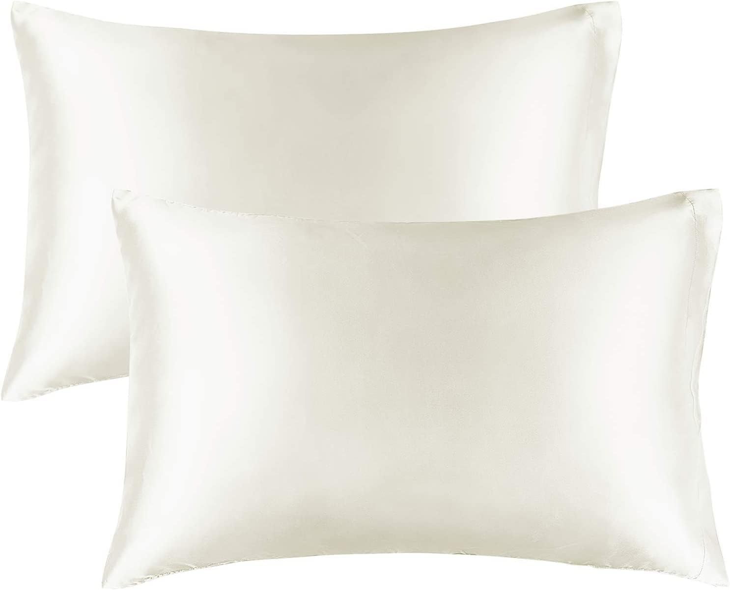 BEDELITE Satin Silk Pillowcase for Hair and Skin, Ivory Pillow Cases Standard Size Set of 2 Pack ... | Amazon (US)