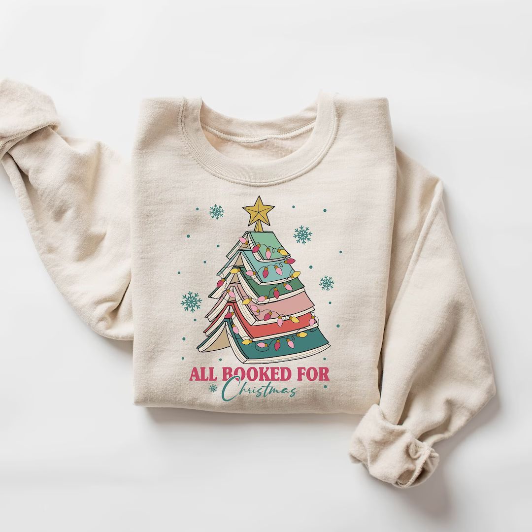 Christmas Book Tree Shirt Christmas Gift for Teacher Book - Etsy | Etsy (US)