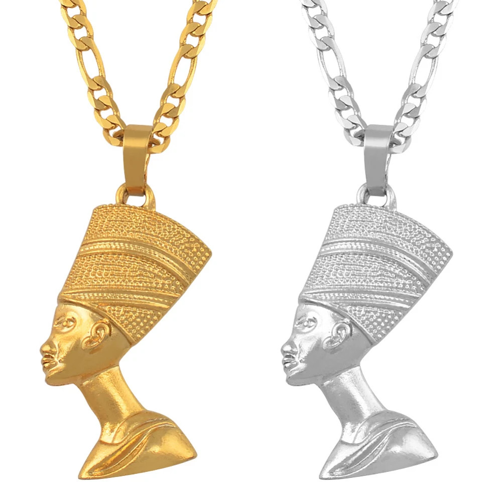 Anniyo Egyptian Queen Nefertiti Pendant Necklaces Women Men Jewelry Silver Color/Gold Color Whole... | AliExpress (US)