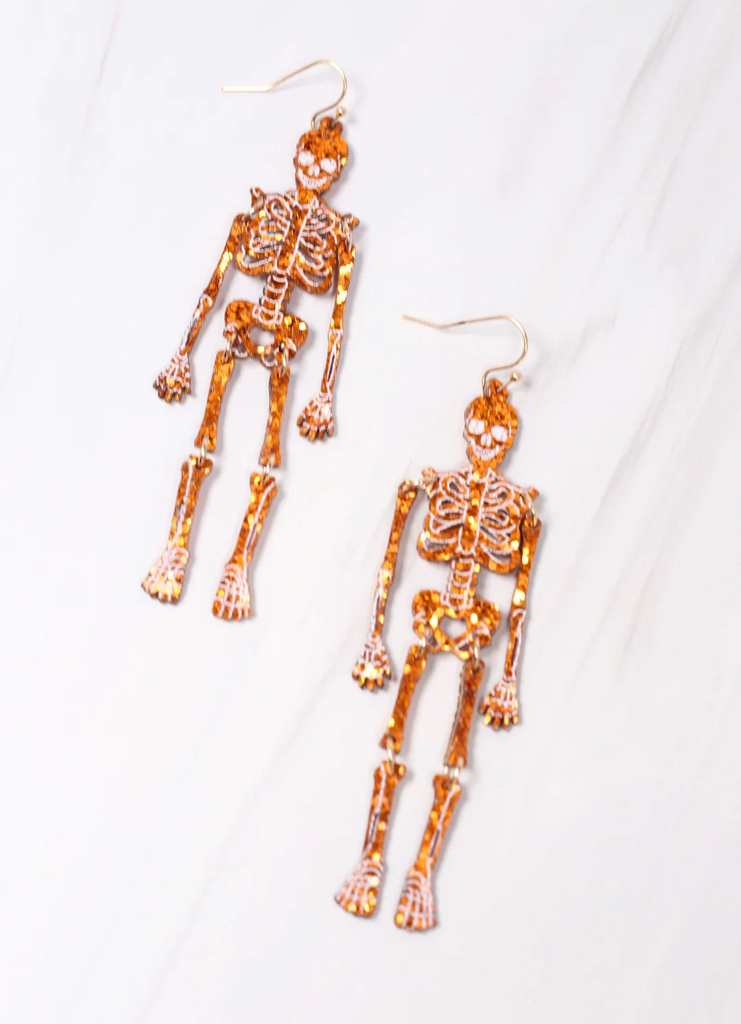 Benny Orange Glitter Skeleton Earring | Caroline Hill