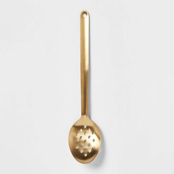 Stainless Steel Brass Finish Slotted Spoon - Threshold&#8482; | Target