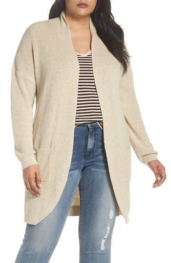 Plus Size Women's Bp. Stitch Curve Hem Cardigan(Plus Size) | Nordstrom
