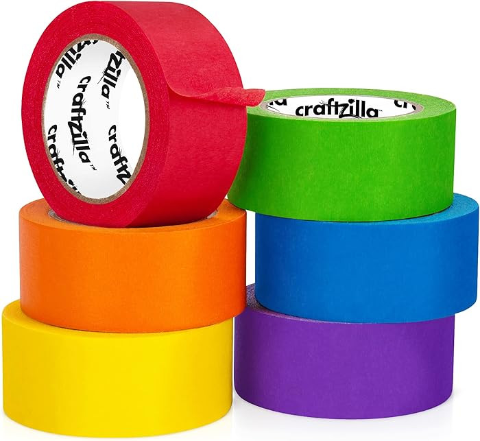 Craftzilla Colored Masking Tape – 6 Roll Multi Pack – 10 Yards x 1 Inch Each Colorful Craft T... | Amazon (US)