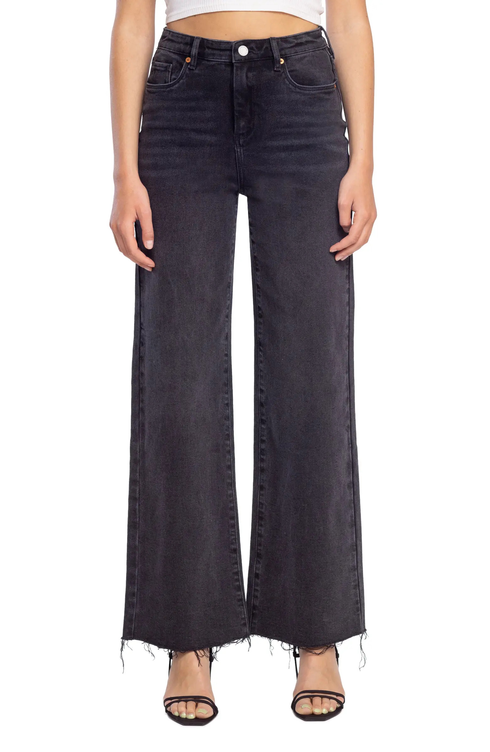 The Franklin Raw Hem High Waist Wide Leg Jeans | Nordstrom