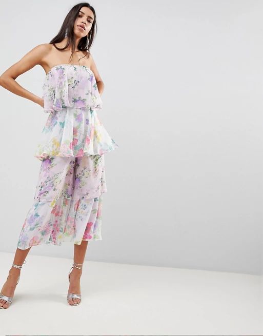ASOS Tiered Jumpsuit in Mixed Florals | ASOS US
