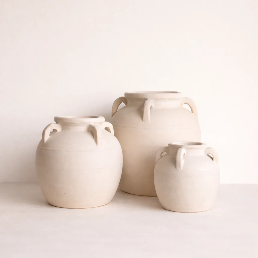 Cordoba Cream Glazed Vase With Handles | By Luxe B Co. | luxe bCO