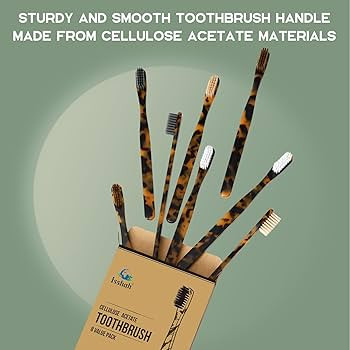 Biodegradable Eco-Friendly Cellulose Acetate Toothbrushes - 8 Count | Amazon (US)