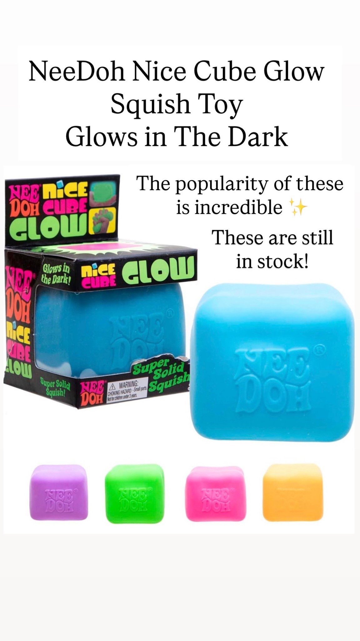 NeeDoh Nice Cube Glow - Squeeze Toy with a Super Solid Squish - Glows in The Dark

#LTKKids