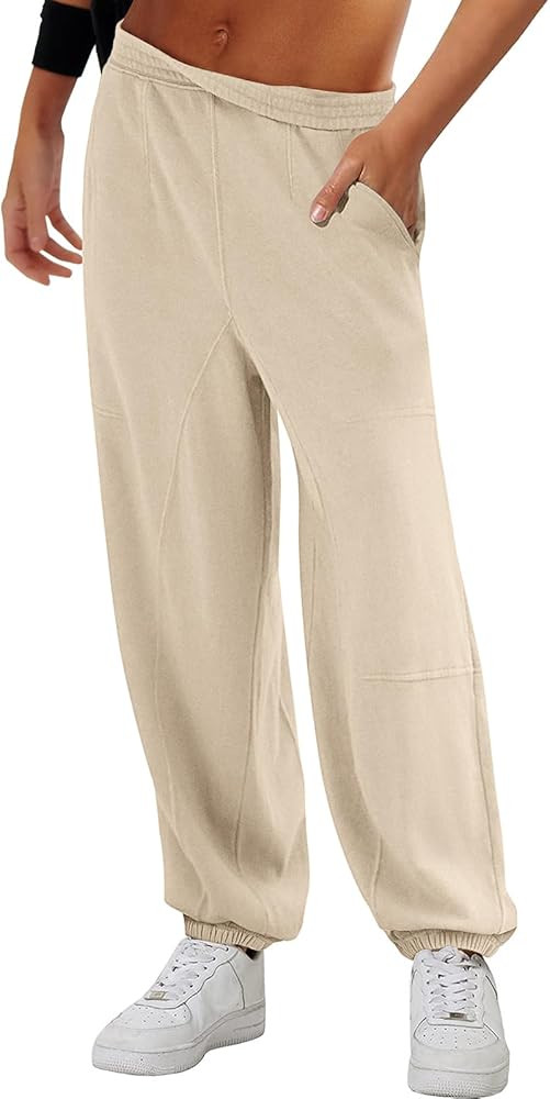 ANRABESS Women's Cinch Bottom Sweatpants High Waisted Athletic Joggers Sweat Pants | Amazon (US)