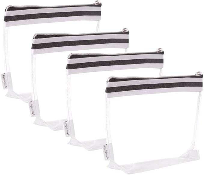 Multi-purpose Waterproof Clear Vinyl Zippered Toiletry Cosmetics Makeup Pouch With French Tape 4-... | Amazon (US)