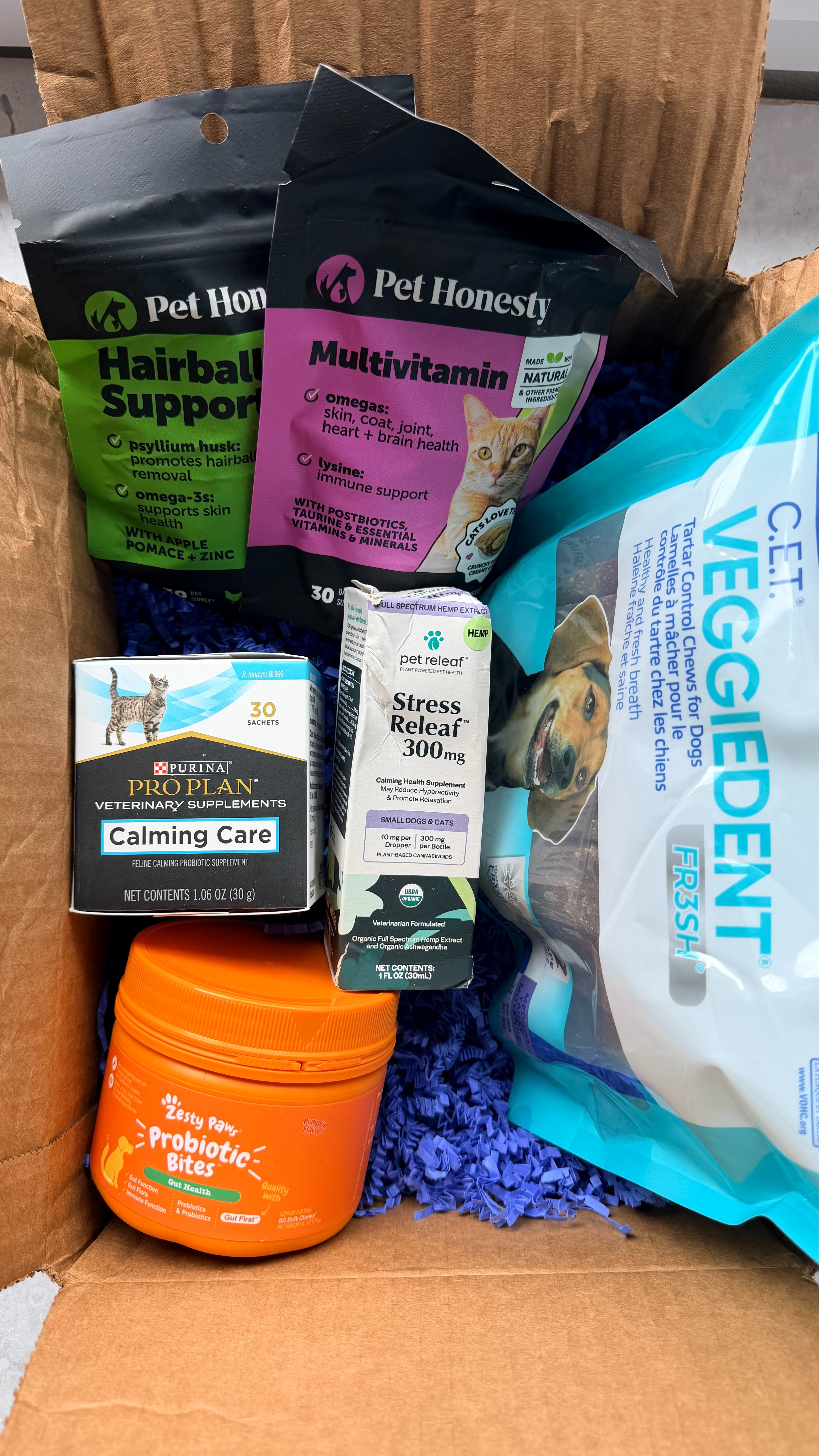Chewy sent us the best box of goodies for our dogs and cats and I am so excited to share what was inside because every single product is something we are actually going to use!
The Virbac VeggieDent Dental Chews for medium dogs are going straight into the treat rotation. I love any treat that is actually good for their teeth and our dogs were big fans. The Zesty Paws Probiotic Bites with pumpkin are the product I am most excited about because I was literally just researching probiotics for our bassets who get yeast spots in their armpits. The timing of this box could not have been more perfect.
For our cats the Pet Honesty Hairball Control Chews are perfect for our long haired cats and the Dual Texture Multivitamin was a hit with everyone. I had no idea cats would go crazy for a multivitamin but here we are.
With Fourth of July coming up next week the Purina Pro Plan Calming Care Cat Supplement and the Pet Releaf Hemp Extract Oil with Ashwagandha are going to be game changers for our anxious pets. I honestly wish I had known about the Pet Releaf drops when we moved because I think it would have made the whole transition so much easier on our animals. Both products work for small dogs and cats which is perfect for our crew.
Everything is linked! #gifted

I also tagged our dogs favorite treat ball and the treats I put in it. 

 #LTKdayinmylife #LTKstorytime