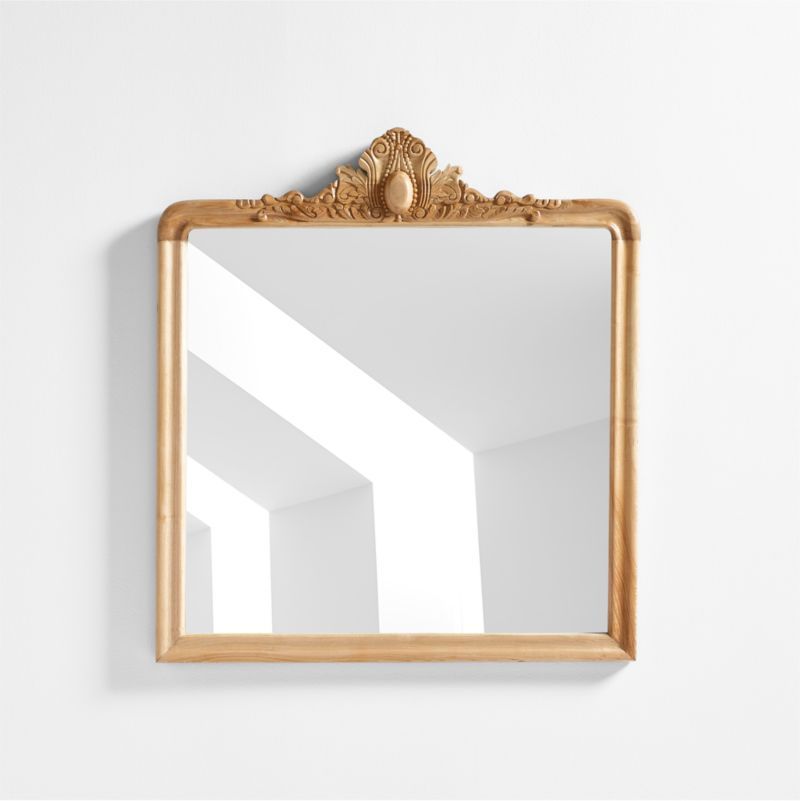Levon Natural Carved Wood Wall Mirror by Leanne Ford | Crate & Barrel | Crate & Barrel