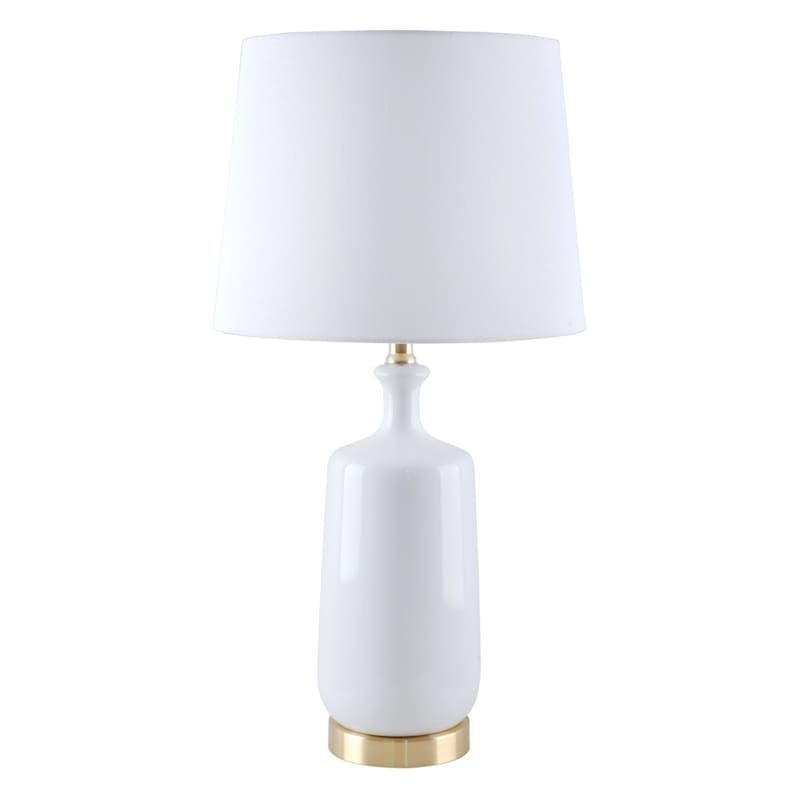 Providence White & Gold Ceramic Table Lamp with Shade, 25" | At Home