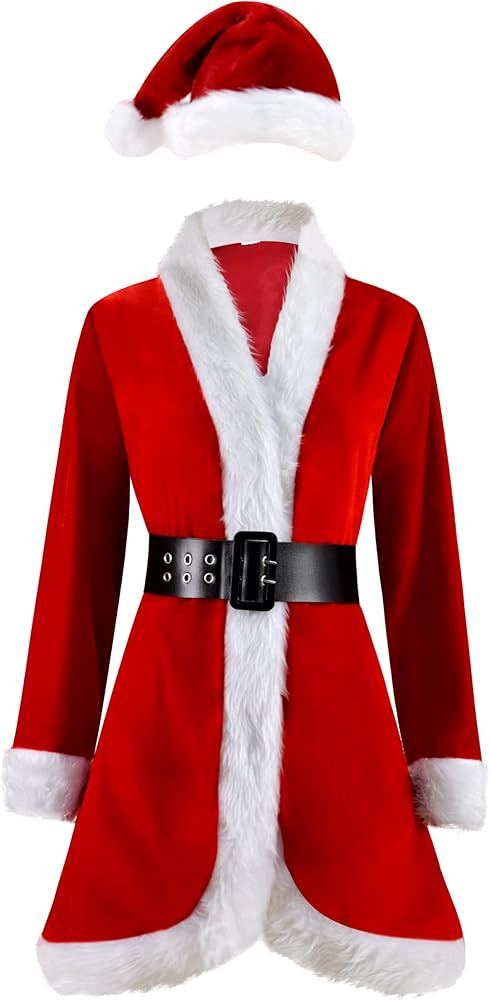 Santa Jacket Women Outfit Dress with Belt and Hat | Amazon (US)