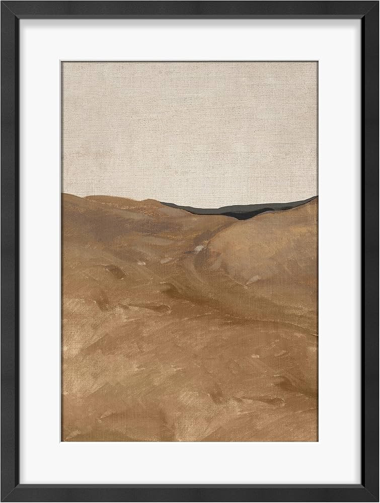 MUDECOR Framed Canvas Wall Art Minimalist Beige Dunescape Illustration Relax/Calm Warm Artwork Bl... | Amazon (US)