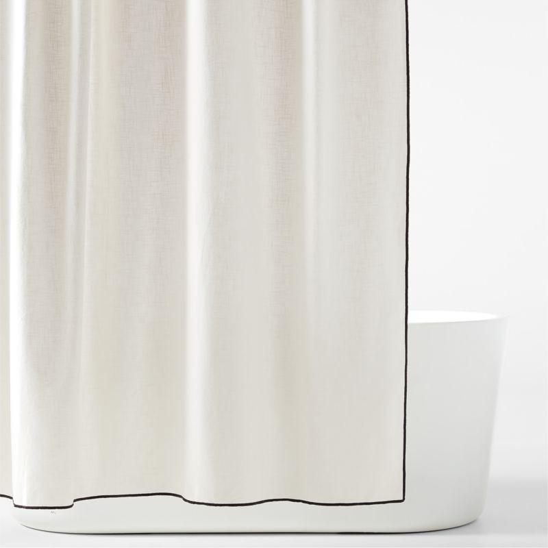 Merrow Stitch Black & White Shower Curtain | Crate & Barrel | Crate & Barrel