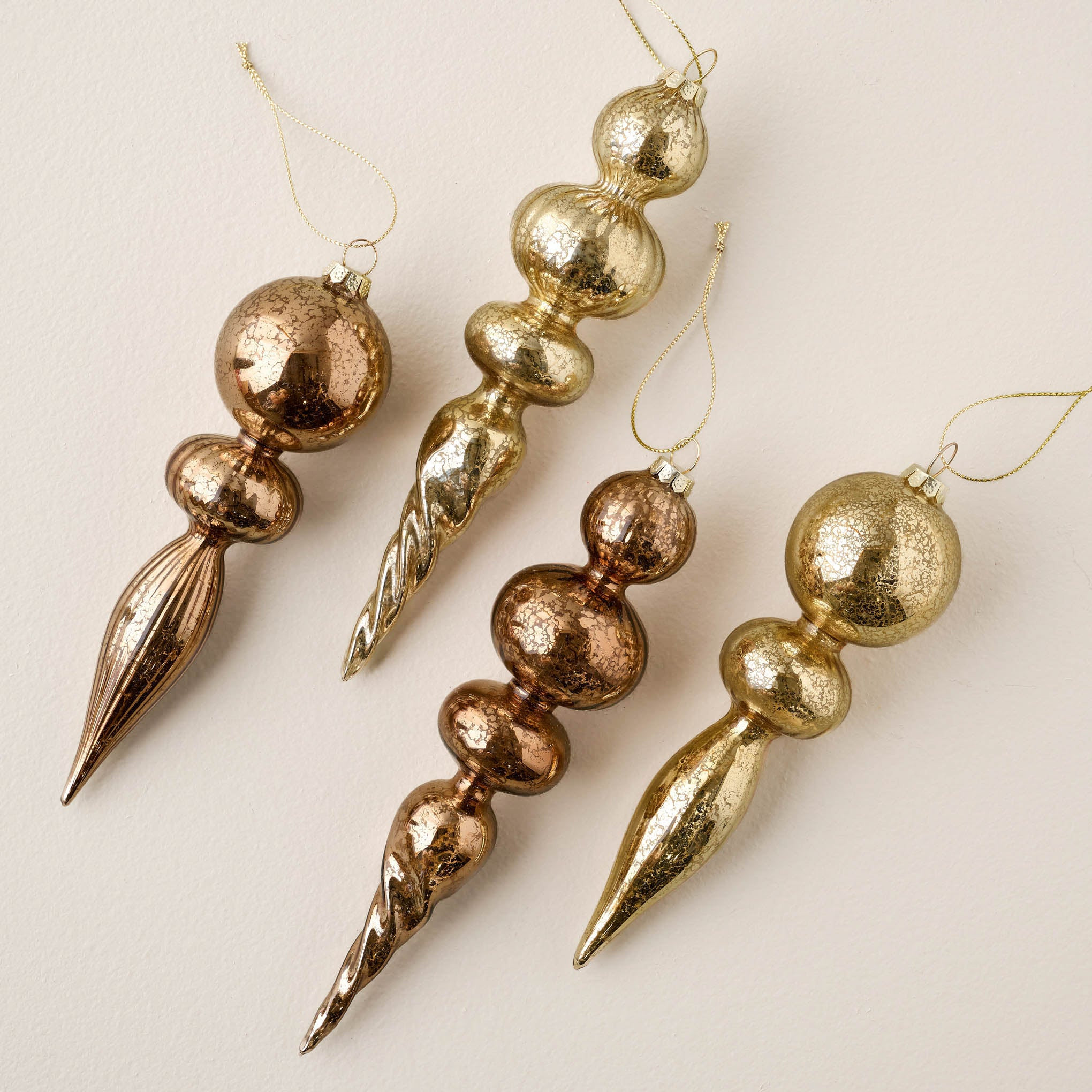 Antiqued Finial Ornaments - Set of 4 | Magnolia