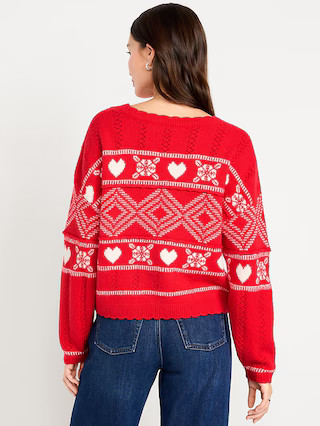 Crew-Neck Heart Sweater | Old Navy (US)