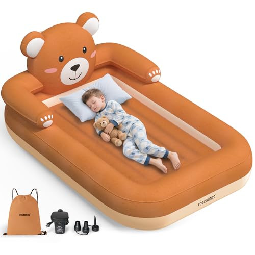 Inflatable Toddler Travel Bed with Auto Air Pump – Portable Toddler Bed for Kids, Soft Surface ... | Amazon (US)