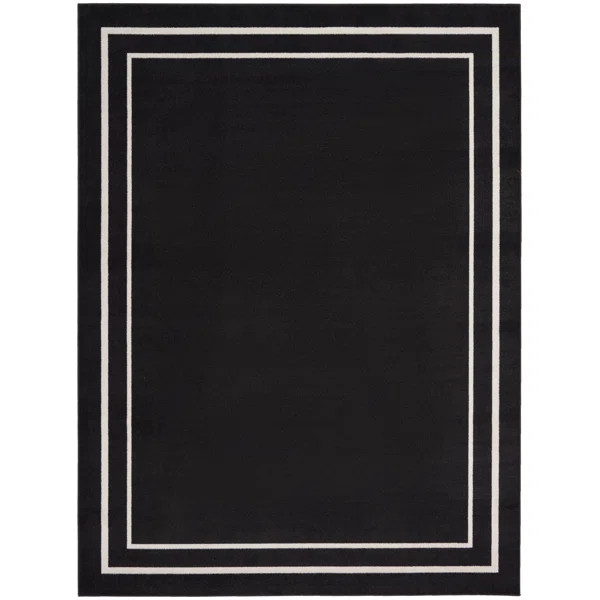 Nourison Essentials Black Ivory Indoor/Outdoor Area Rug | Wayfair North America