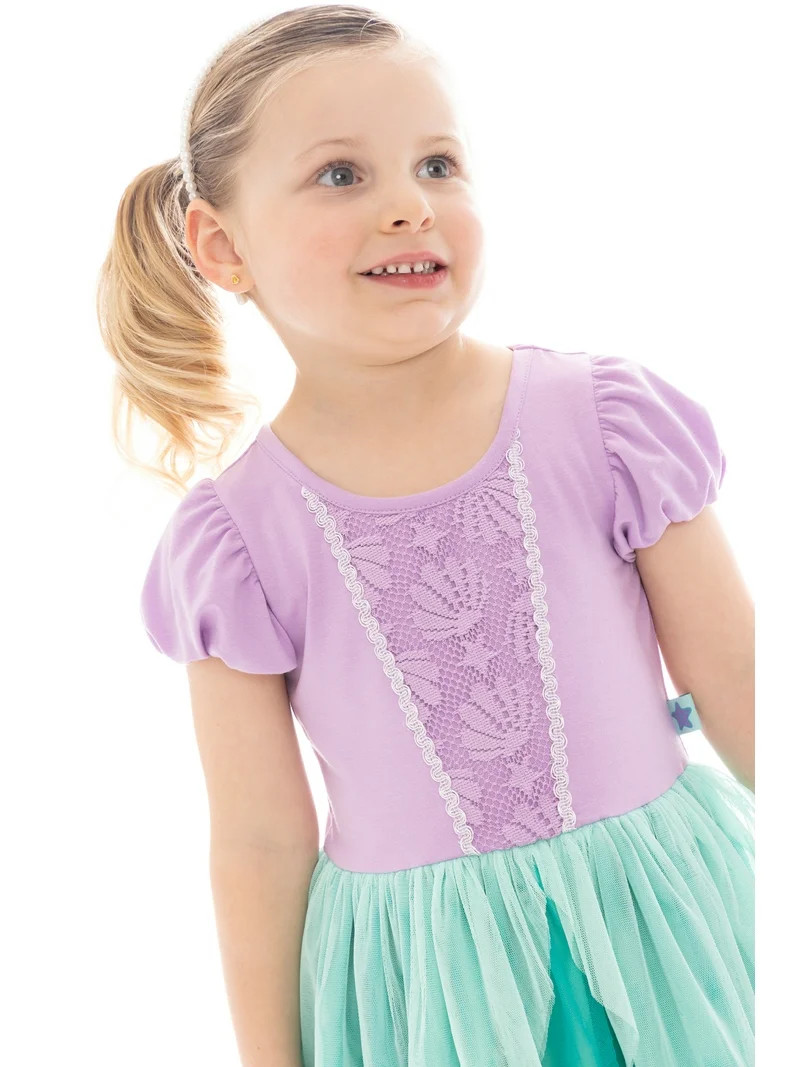 Disney Princess Toddler Girls Little Mermaid Cosplay Dress with Puff Sleeves, Sizes 12M-5T | Walmart (US)