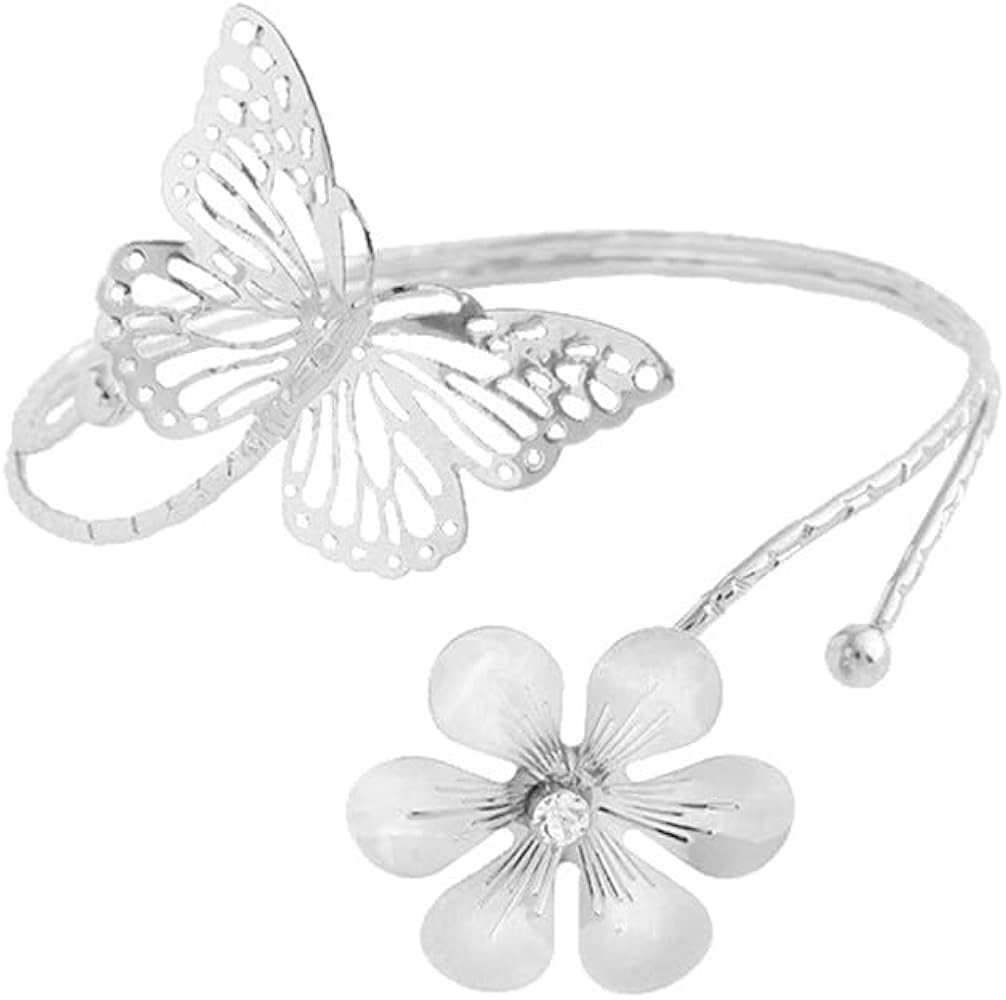Upper Arm Bracelet Band Cuff Bangle Coil Bracelet butterfly flower Gold Armband Boho Jewelry for ... | Amazon (US)