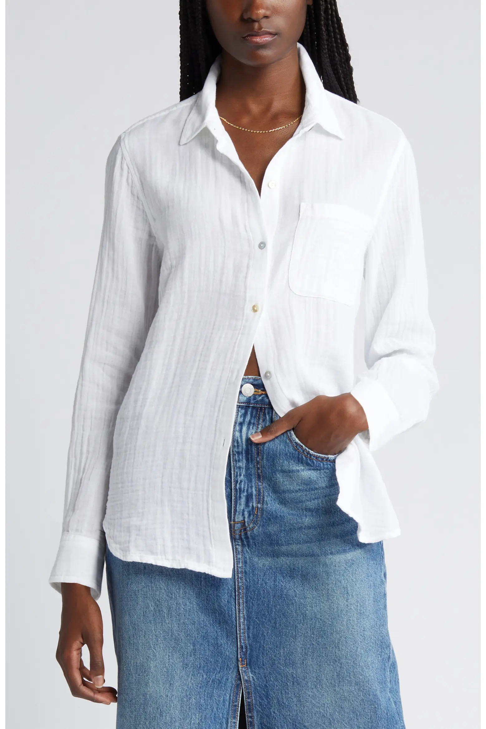 Ellis Cotton Gauze Button-Up Shirt (Women) | Nordstrom | Nordstrom