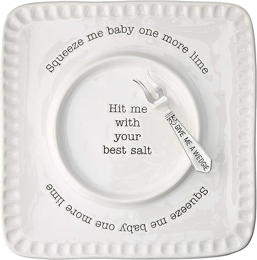 Mud Pie Lime and Salt Rimmer Margarita Set, Square, White | Amazon (US)