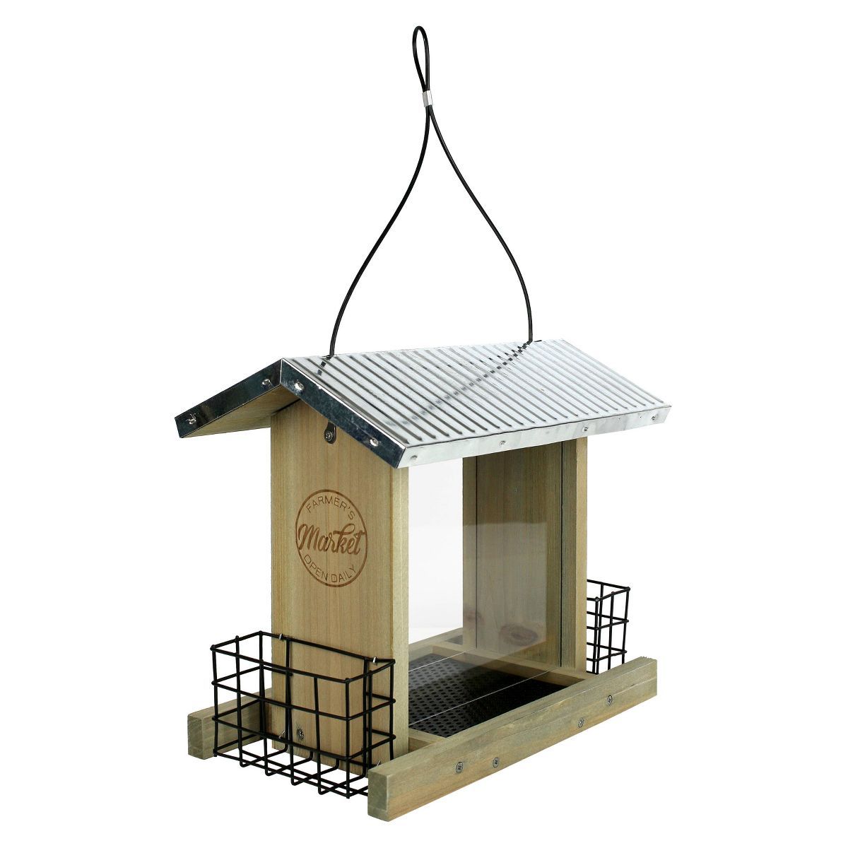 Nature's Way Wild Wings 3qt Hopper Feeder with Suet Cages 11" - Weathered Galvanized | Target