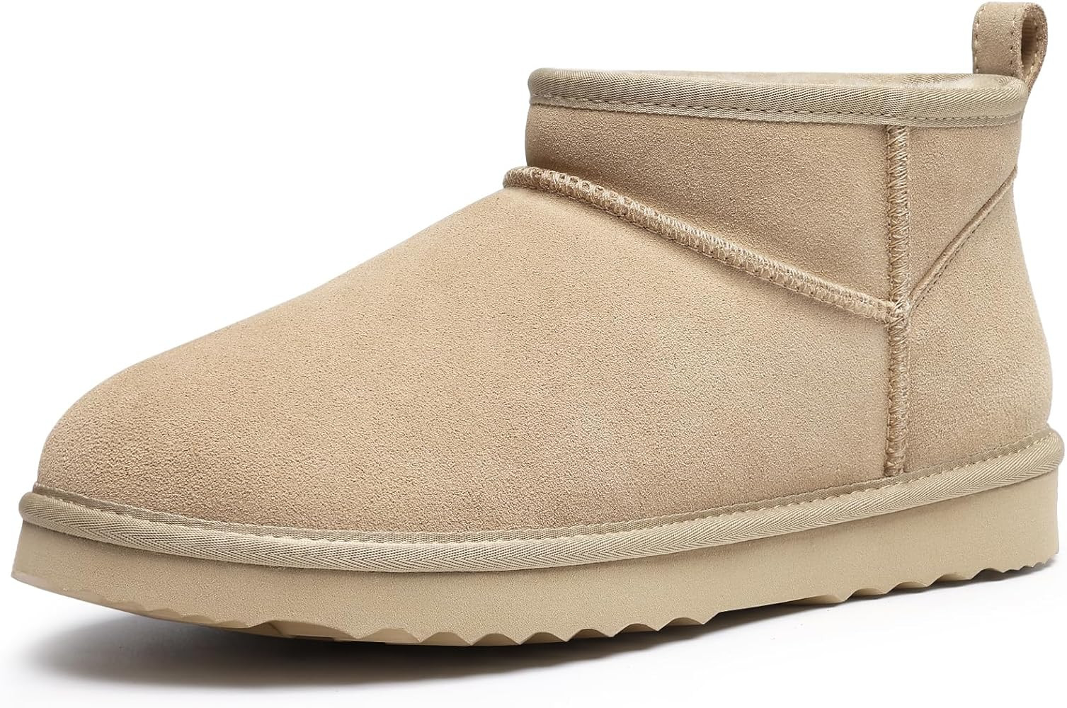 Genuine Suede Mini Boots for Women Winter Fuzzy Snow Boots Short Ankle Boot with Fur Lined | Amazon (US)