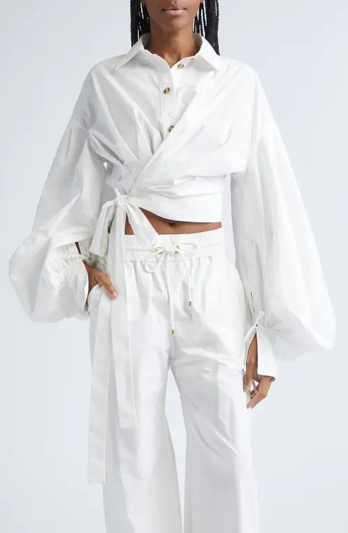 Zimmermann Rebellion Poplin Wrap Shirt in Ivory at Nordstrom, Size 2 | Nordstrom