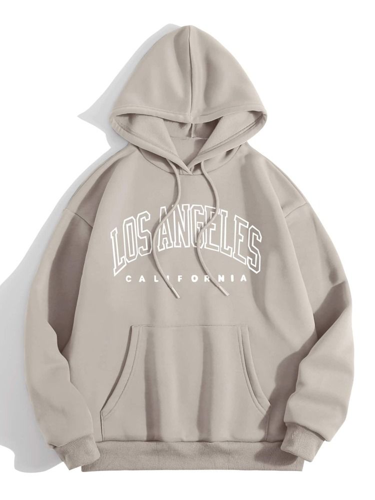 Letter Graphic Kangaroo Pocket Thermal Lined Drawstring Hoodie | SHEIN