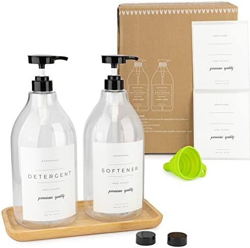 Liquid Laundry Detergent Dispenser for Laundry Room - 2 Decorative 64-Oz PET Plastic Containers w... | Amazon (US)