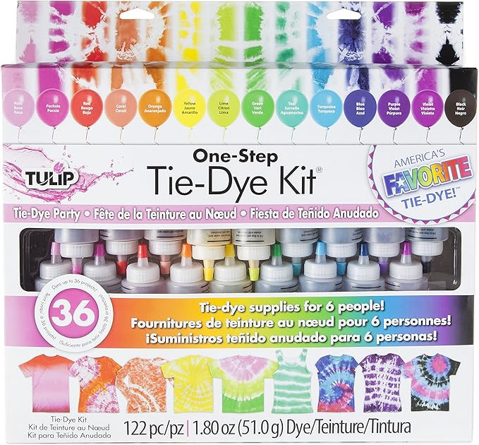 Tulip One-Step Tie-Dye Kit Party Supplies, 18 Bottles Tie Dye, Rainbow | Amazon (US)