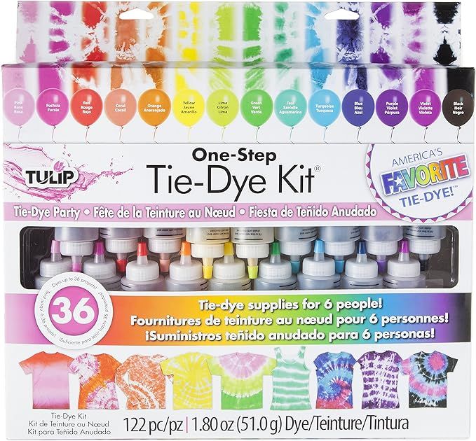 Tulip One-Step Tie-Dye Kit Party Supplies, 18 Bottles Tie Dye, Rainbow | Amazon (US)