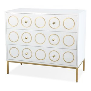 TOV Furniture Ella 35"H 3-Drawer MDF Wood/Stainless Steel Chest in White/Gold | Cymax