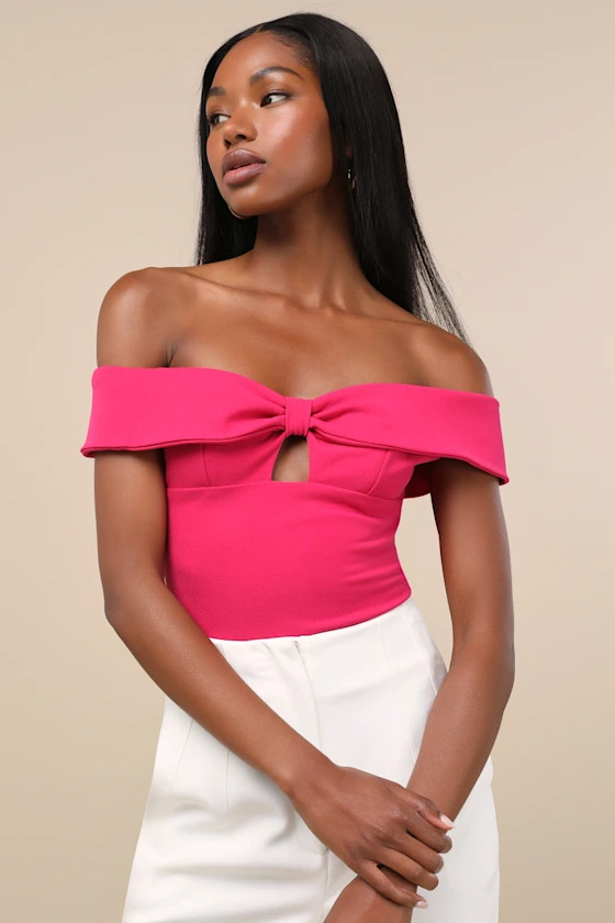 Wylah Hot Pink Off-the-Shoulder Cutout Bodysuit | Lulus