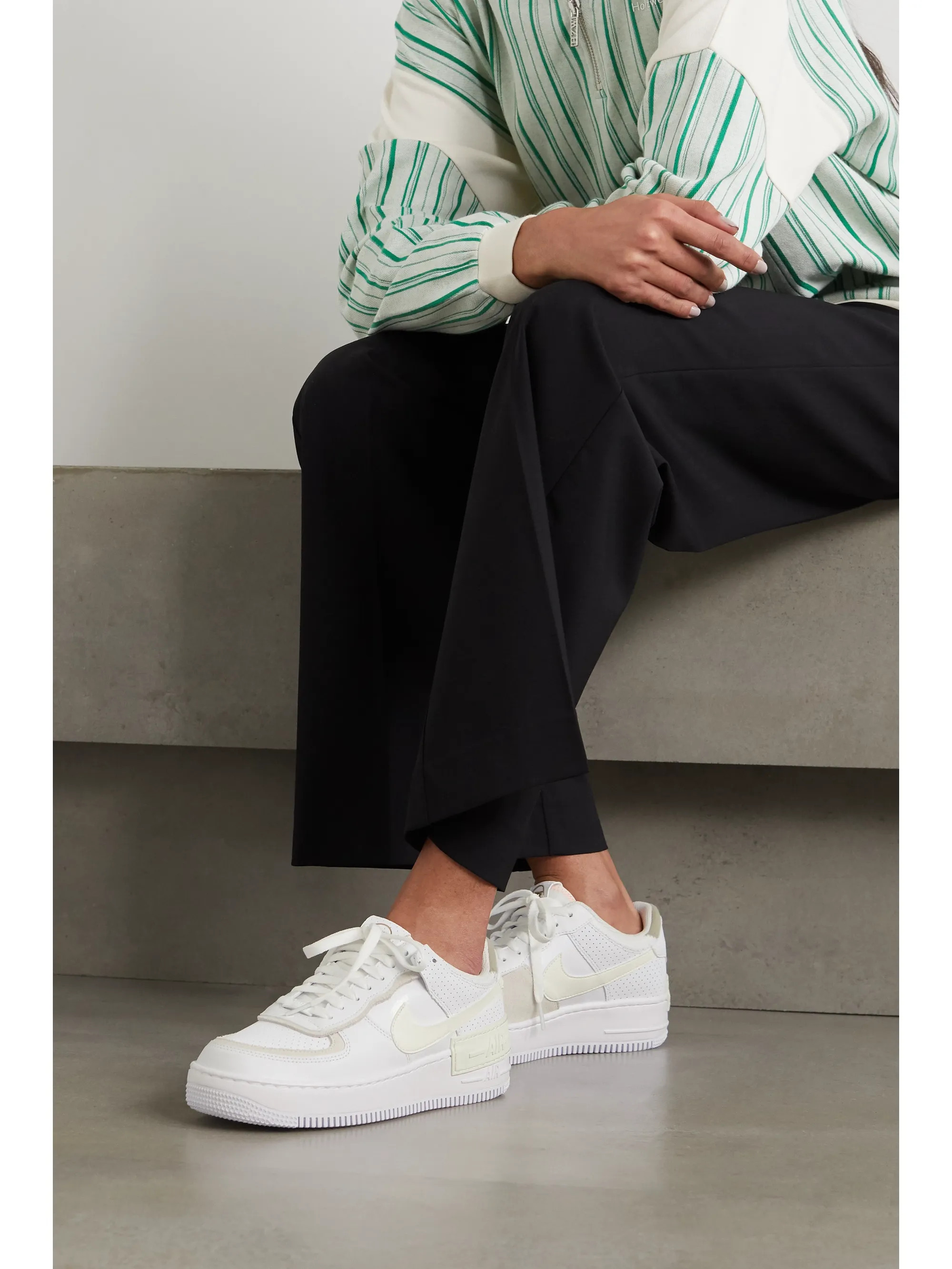 Air Force 1 Shadow suede-trimmed leather sneakers | NET-A-PORTER (UK & EU)