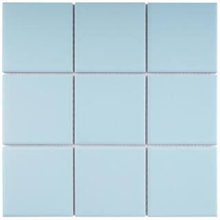 Porcetile Soft Blue 11.82 in. x 11.82 in. Matte Porcelain Mosaic Tile Sample | The Home Depot