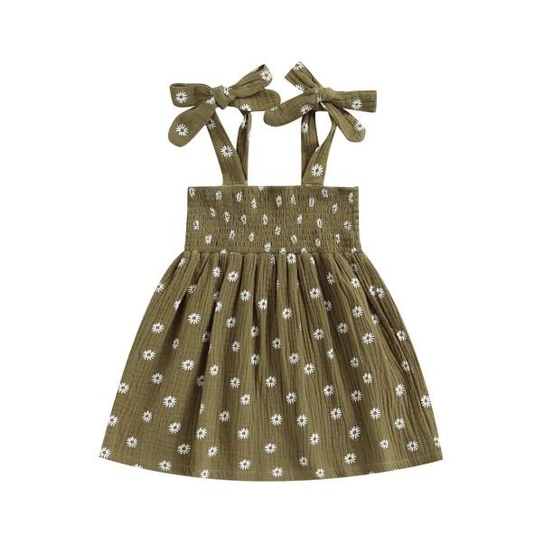 Calsunbaby Toddlers Kid Girls Casual Summer Dress Infants Floral Print Sleeveless Skirt with Tie-... | Walmart (US)